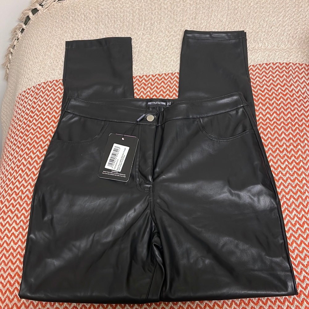 PLT Black Feaux Leather Pants